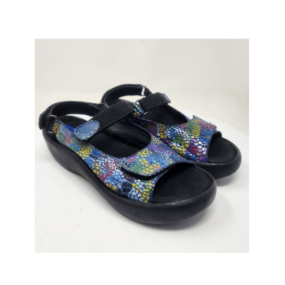 Wolky Jewel Sandal Women EU40/US9C Jeans Multi Leather Snake Embossed Comfort